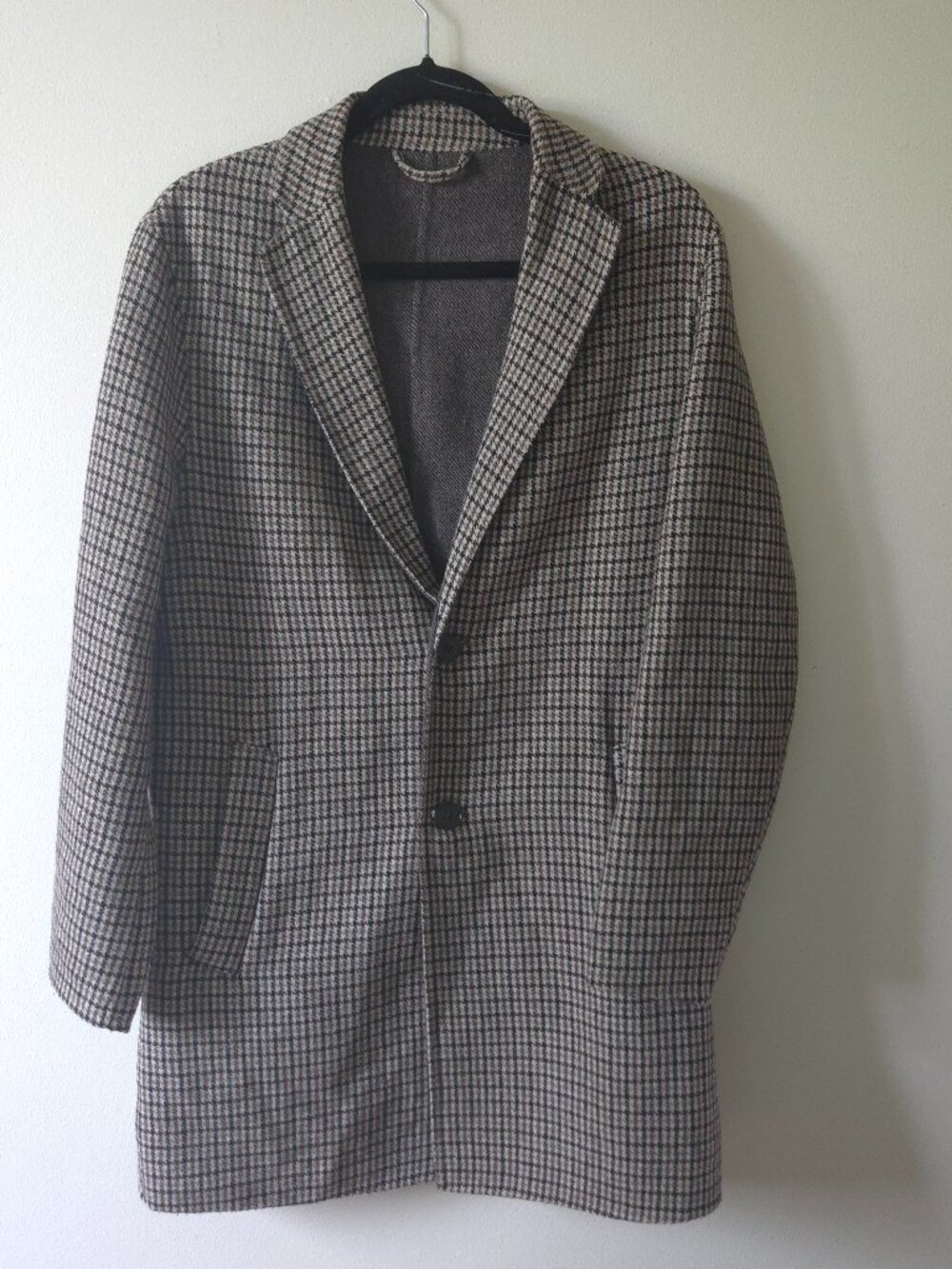 ZARA Houndstooth Houndstooth Check Tailored Coat Small S Brown Grey Black Notch